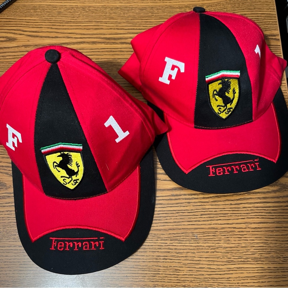 Ferrari Red and Black F1 Caps